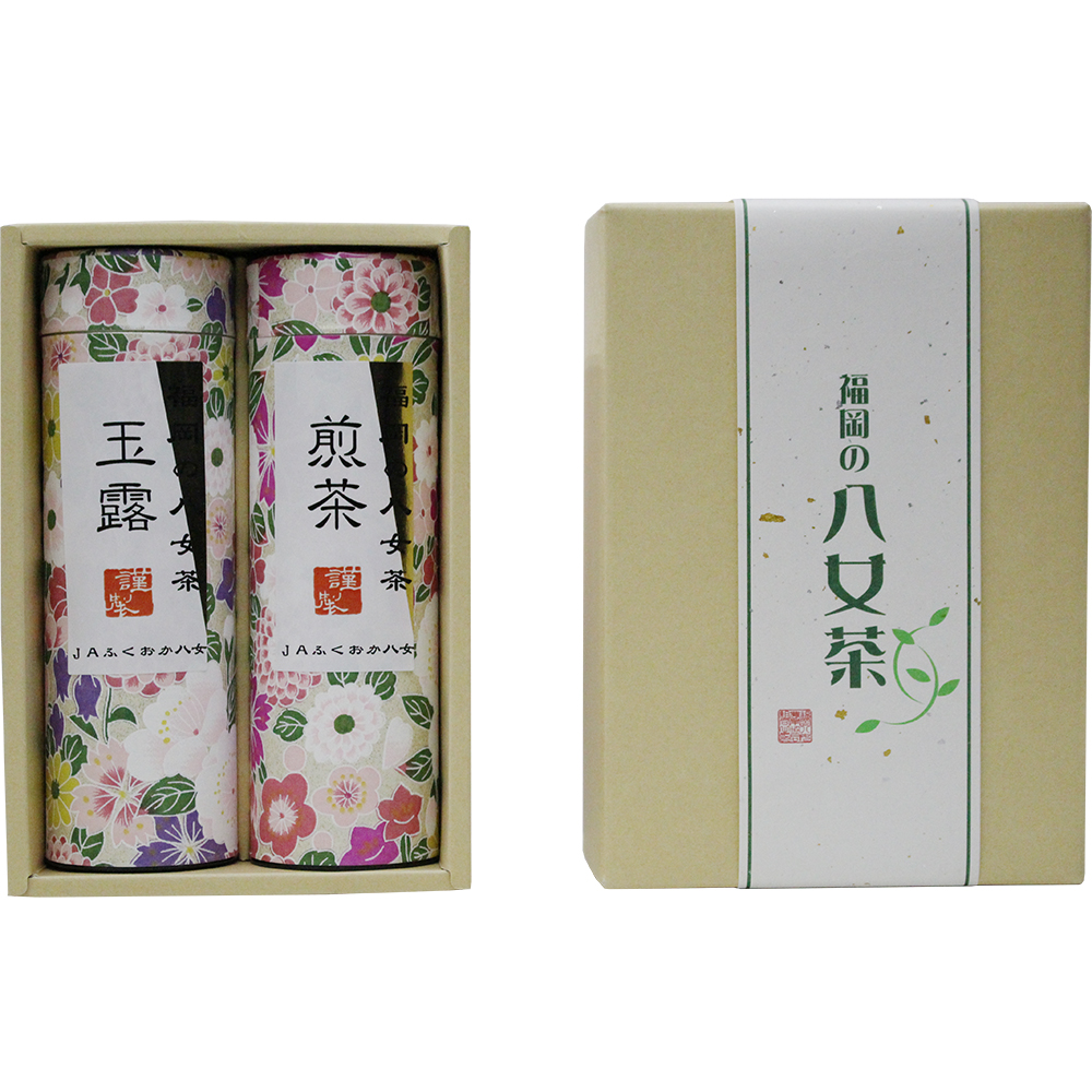 福岡の八女茶 花柄 茶筒 ( 玉露 60g / 煎茶 60g )(YZ-25) - JAふくおか八女-八女茶-通販