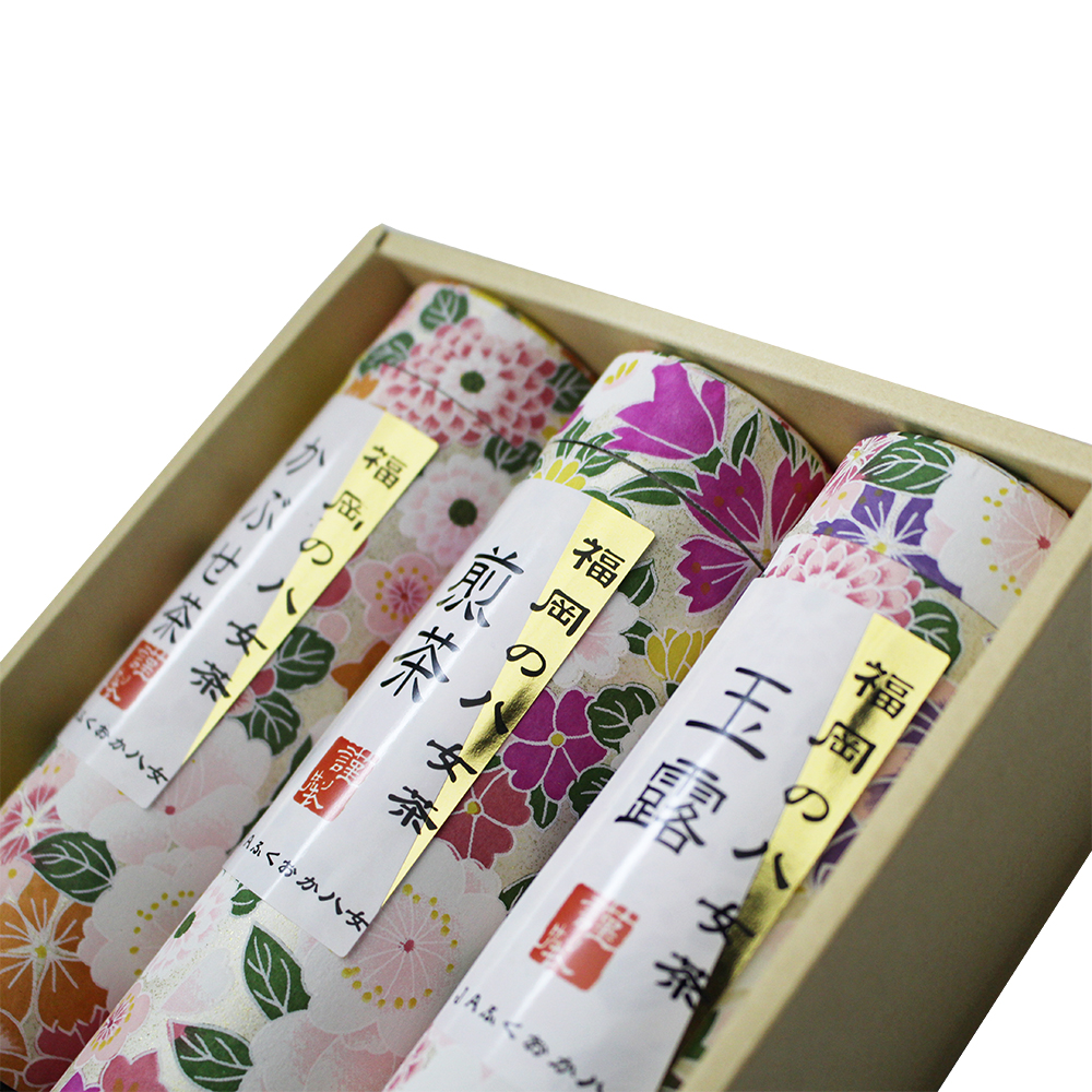 福岡の八女茶 花柄 茶筒 ( 玉露60g / 煎茶60g / 冠茶60g ) (YZ-30) - JAふくおか八女-八女茶-通販